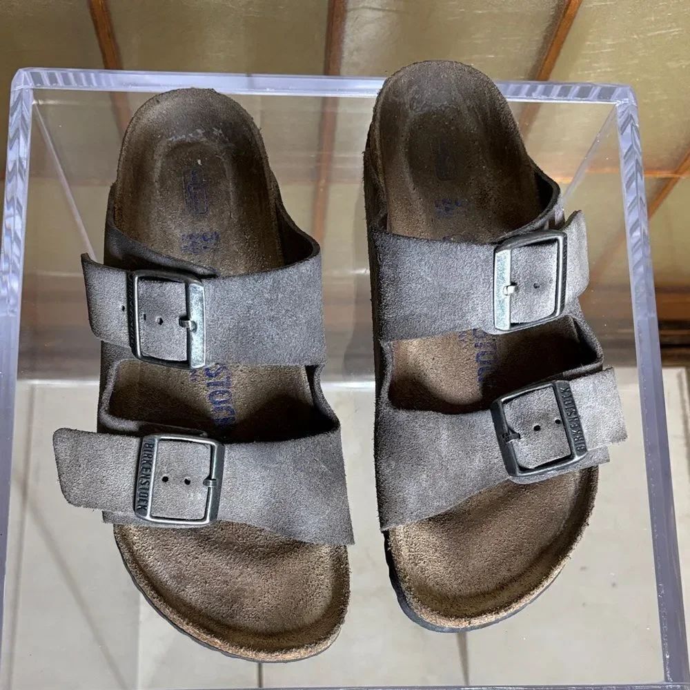 Birkenstock, Arizona gray suede sandals